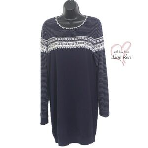 Fairisle holiday/fall tunic or short sweater dress in navy (Long Tall Sally)